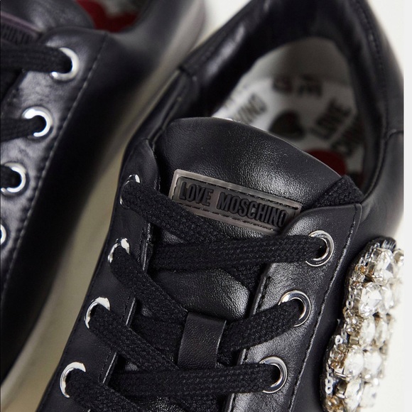 Love Moschino Embellished Heart Sneakers (Black, US8/EU38) - Picture 3 of 5